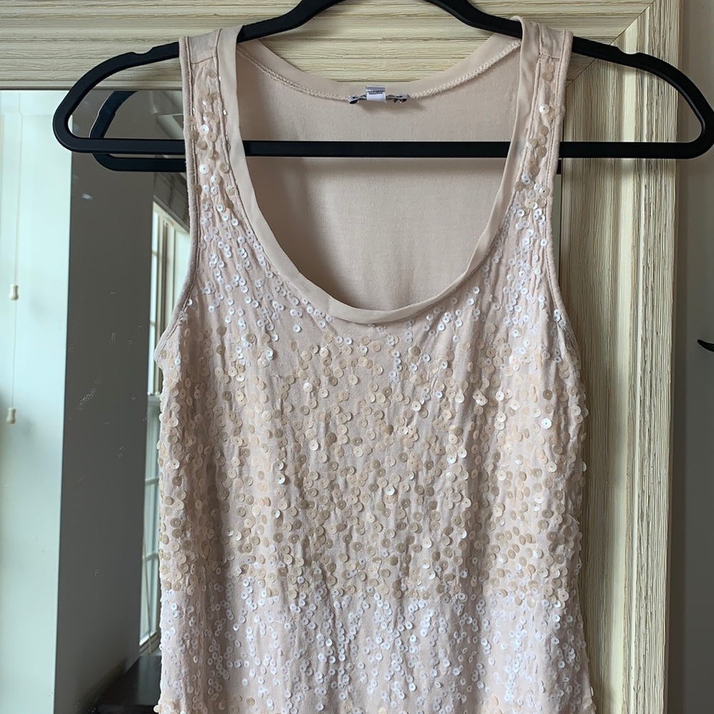 EXPRESS cream colored sequinned tank top (seize XS) ✨ - Picture 3 of 4